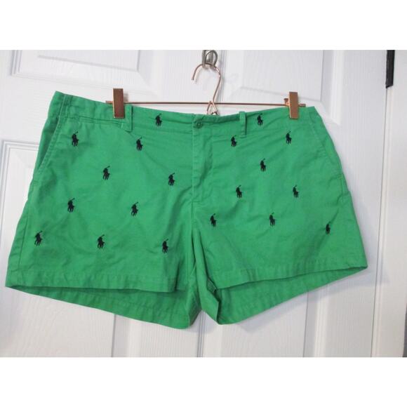 Ralph Lauren Sport Women Shorts Green with Navy Logo size 14 EUC - Picture 1 of 6